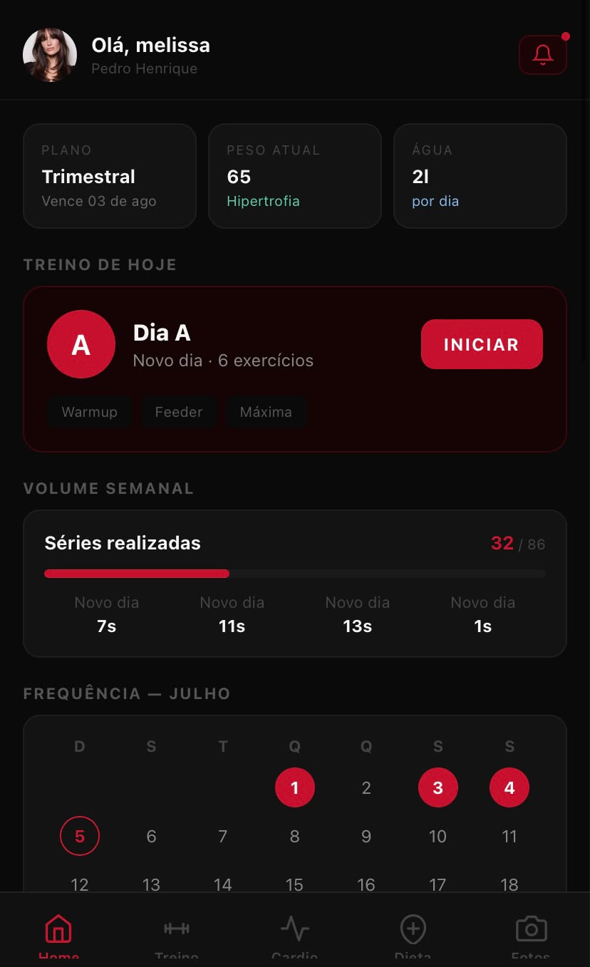 Tela inicial do aluno no Evolutt